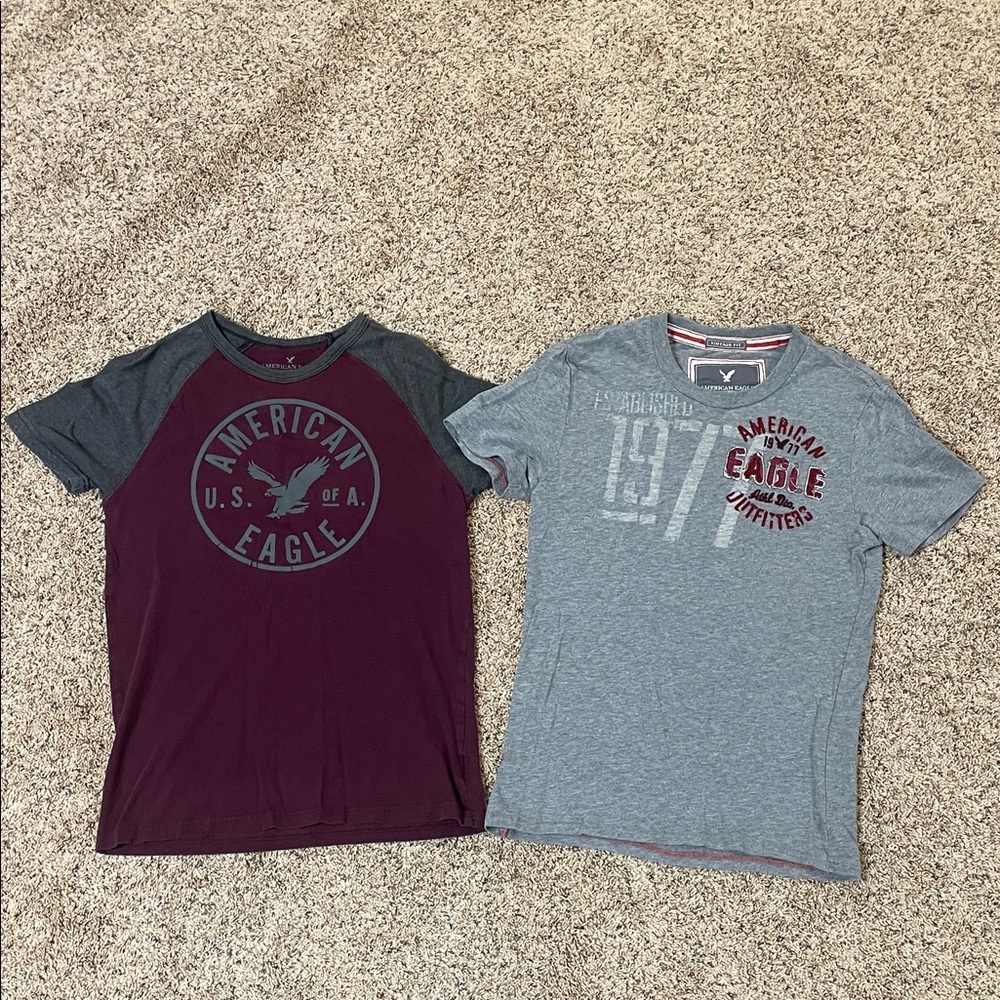 American Eagle Outfitters Burgundy and Gray Tees